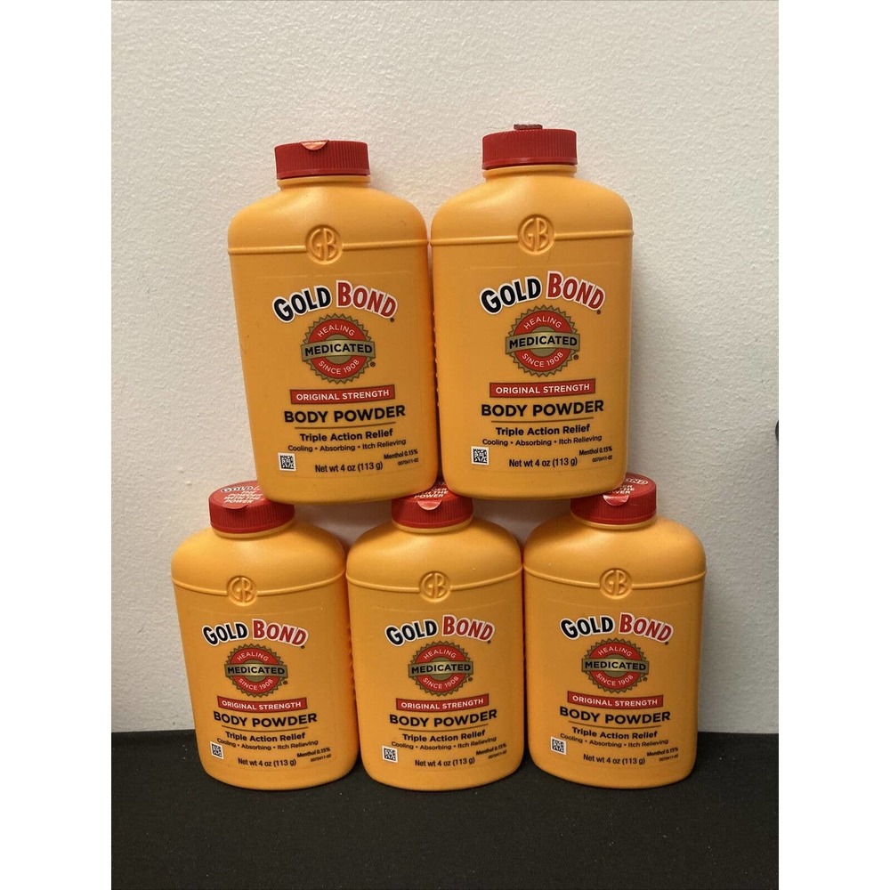 Gold Bond Body Powder Medicated Original Strength 4 Oz Each TALC 5 Pack TALCO